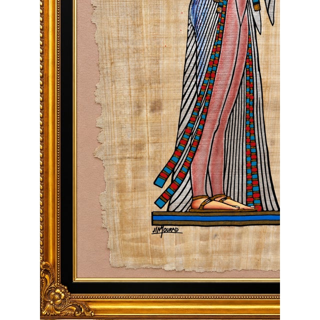 Early 21st Century Signed Mourad Egyptian Revival Figural Artwork in Ornate Gold-Tone Frame For Sale - Image 10 of 12