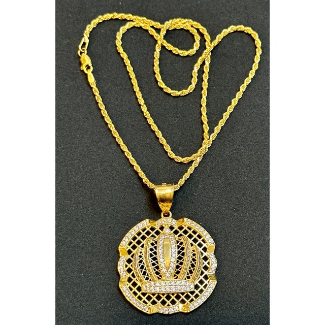 Natural Diamond 1.25 Carat Large Pendant in 14 Karat Gold with Rope Chain For Sale - Image 17 of 18