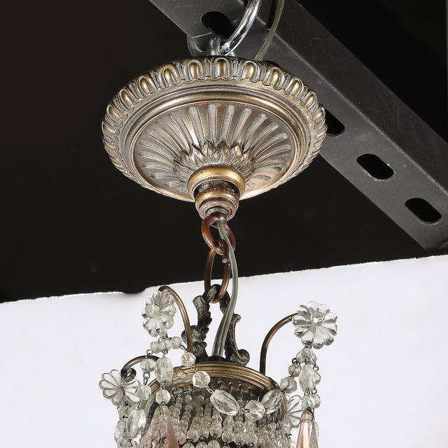 Hollywood Regency Crystal Beaded Chandelier W/ Gilt Bronze Fittings by Baccarat For Sale In New York - Image 6 of 18