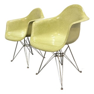 Modernica Case Study Fiberglass H-Base Armchairs, Pair For Sale