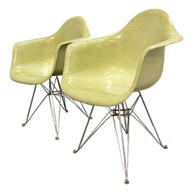 Modernica Case Study Fiberglass H-Base Armchairs, Pair For Sale