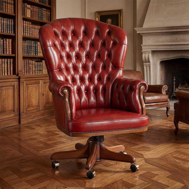 Elegant presidential armchair with leather coating. The series capitonné upholstery especially enhances the luxury of this...