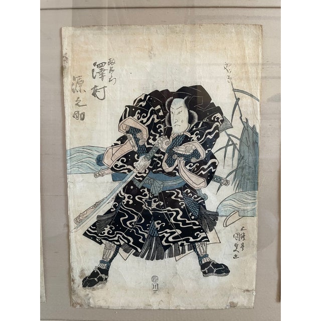 Japanese Framed Edo-Period Japanese Kabuki Actor Woodblock Prints, Signed Toyokuni, Kunisada & Kuniyasu, Circa 1815-1830, Set of 3 For Sale - Image 3 of 8