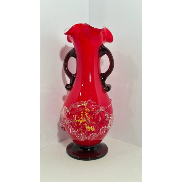 Glass Early 20th Century Victorian Shatterglass Layered Vase Art Glass For Sale - Image 7 of 7