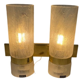 Vintage New Old Stock Wall Mounted Lamp with Original Shade & Brass Base from Doria Leuchten, Germany, 1970s For Sale