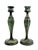 Metal Vintage Brass Candlesticks With Verdigris Finish – Pair – Neoclassical / European Traditional For Sale - Image 7 of 9