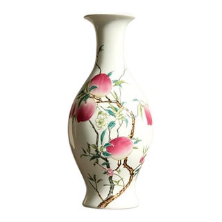 Chinese Ceramic Vase,Yongzheng Marked Famille Rose Porcelain Vase Hand Painted Eight Peaches Pattern For Sale