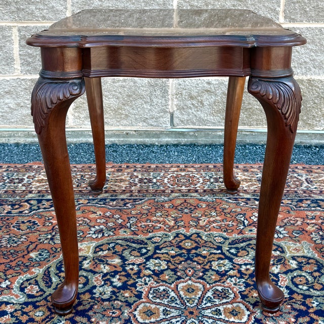 1980s 1980s Knob Creek Traditional Queen Anne Solid Cherry Side Table With Carvings For Sale - Image 5 of 10