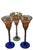 Contemporary Late 20th Century Rick Strini Signed Iridescent Amber & Cobalt Tulip Art Glass Goblets, Set of 3 For Sale - Image 3 of 18