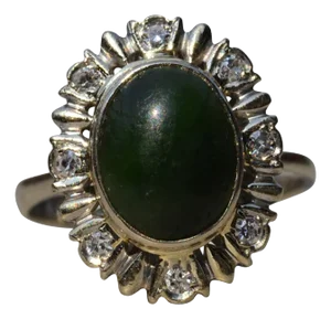 The Mescal Range: Mid Century Modern Nephrite and Diamond Cocktail Ring