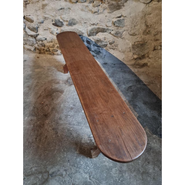 French Cherry Wood Bench, 1930s For Sale - Image 4 of 14