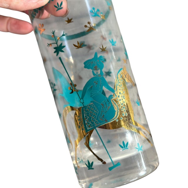 Mid-Century Modern Mid 20th Century Arabian Nights Persian Polo Players MCM Hi Ball Glasses For Sale - Image 3 of 8
