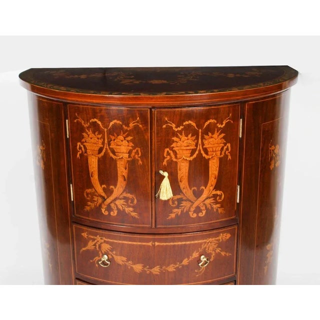 19th Century Victorian Marquetry Demi Lune Cabinet For Sale - Image 3 of 18
