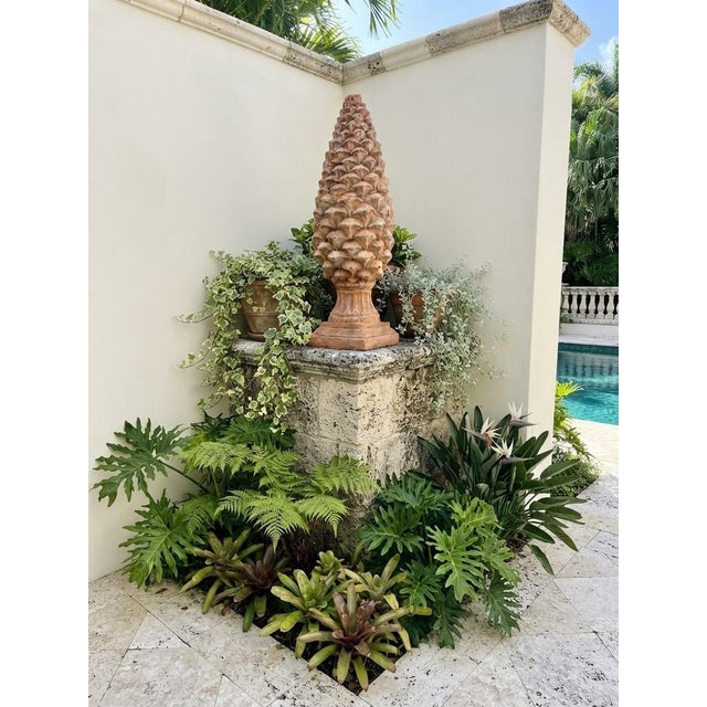Terra Cotta Vintage Tuscan-Style Terracotta Pinecone Finial Statue For Sale - Image 8 of 12