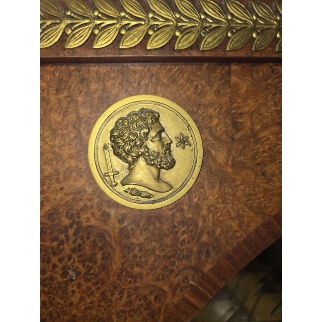 Very Large 63" French Empire Neoclassical Mirror Burl Wood With Bronze Mounts For Sale In New York - Image 6 of 12