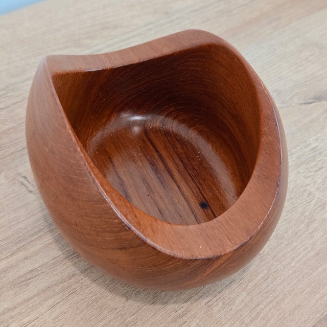 Vintage Teak Biomorphic Bowl Sowe Konst Sweden MCM Sigvard Nilsson Design 6" For Sale - Image 4 of 8