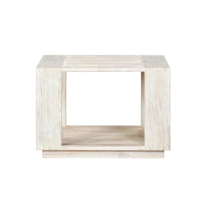 Modern Imperial Grove Outdoor Solid Teak Wood, Natural Look End Table For Sale - Image 3 of 9