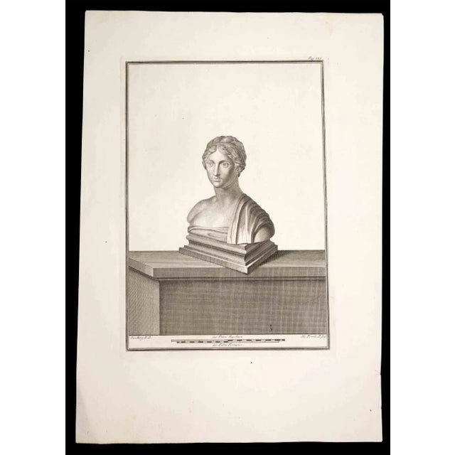 Ancient roman bust, from the series "antiquities of herculaneum", is an original etching on paper realized by nicola...