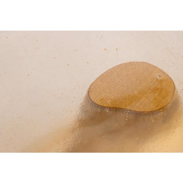 Fused Salmon Glass and White Oak Side Table by Alexander Knysch For Sale - Image 9 of 10