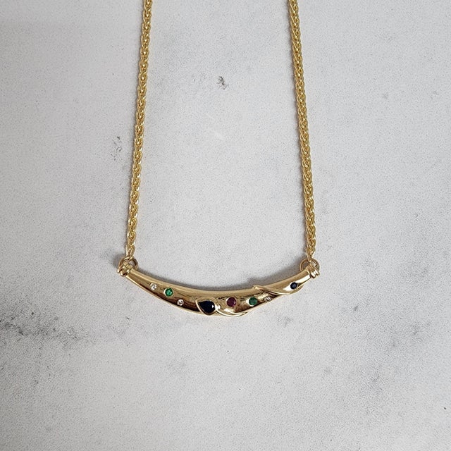 2020s Assorted Gemstones Arc Necklace For Sale - Image 5 of 6
