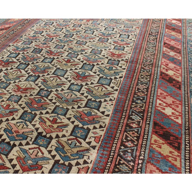 Late 19th Century Late 19th Century Antique Caucasian Fine Shirvan Rug in Ivory Background & Multi Colors For Sale - Image 5 of 6