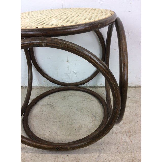 Mid Century Modern Bentwood Ottoman End Table With Caned Top For Sale In Philadelphia - Image 6 of 12