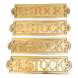 1st to 4th Floor Brass Signs, Vienna, Austria 1920s, Set of 4 For Sale