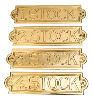1st to 4th Floor Brass Signs, Vienna, Austria 1920s, Set of 4