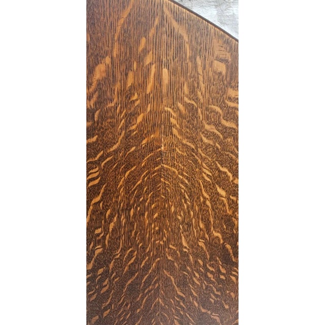 Antique 1910s Mission Quarter Sawn Tiger Oak Round Coffee Table, Arts & Crafts For Sale - Image 11 of 12