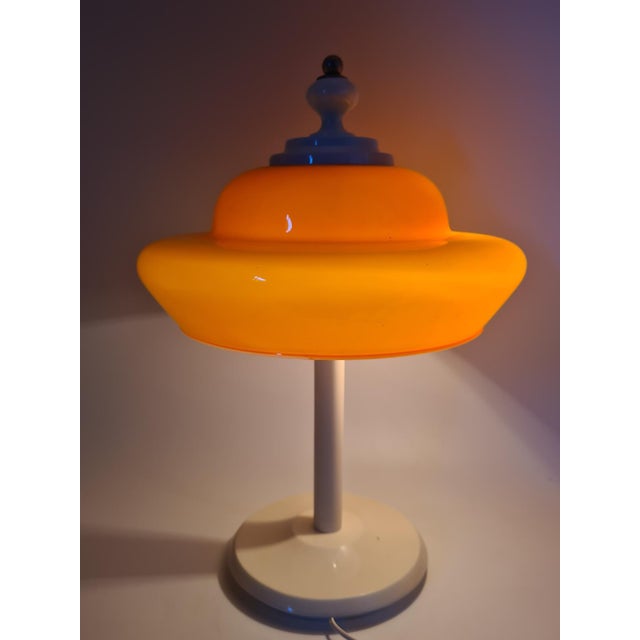 Space Age Table Lamp with Orange Glass Shade, Europe, 1970s For Sale - Image 11 of 12