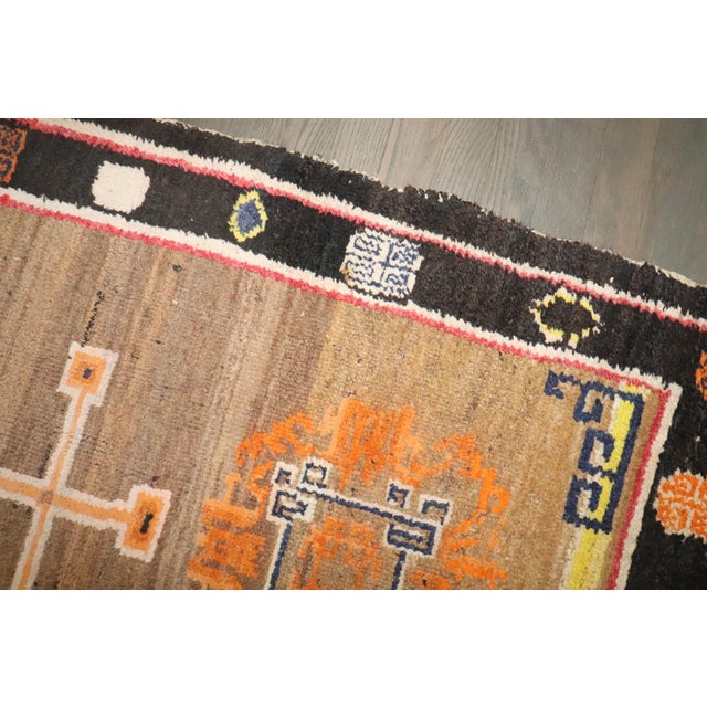 Orange Vintage Tibetan Small Rug rug no.j4792 For Sale - Image 8 of 8
