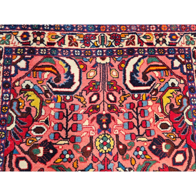 Vintage Persian Lilian Rug, Handknotted Wool, Geometric Pattern, Red & Ivory, 3x7 For Sale - Image 15 of 18