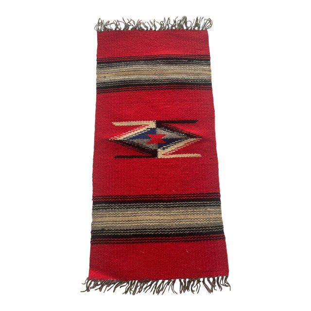 Vintage Chimayo Wool Geometric Designed Textile Art For Sale