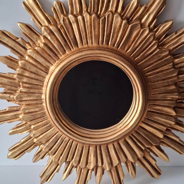 Wood Beautiful Gilded Sunburst Mirror From the 1960s Italy For Sale - Image 7 of 14