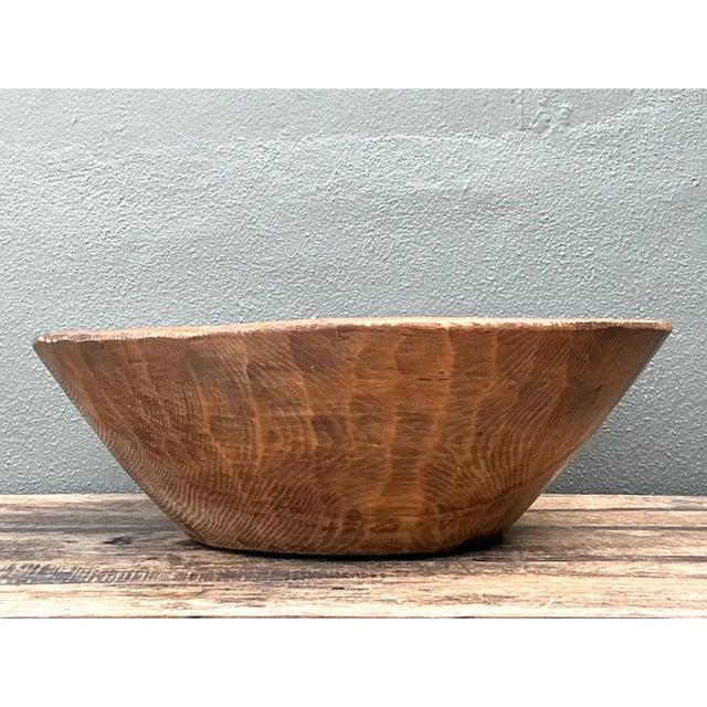 Late 20th Century Vintage Monumental Rustic Carved Wood Bowl For Sale - Image 5 of 12