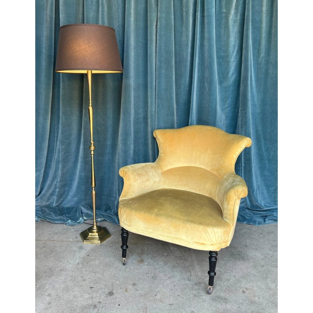 Modern French 1940s Polished Brass Floor Lamp For Sale - Image 3 of 12