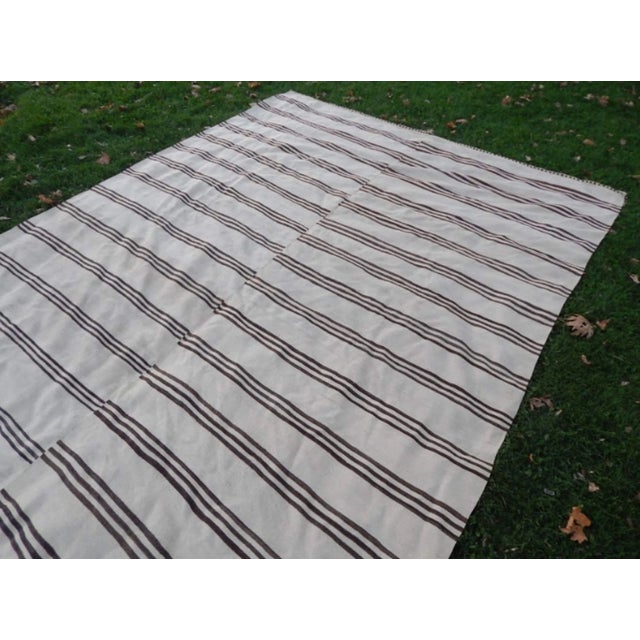 Textile Vintage Striped Turkish Hemp Kilim Rug 9′2″ × 12′6″ For Sale - Image 7 of 13
