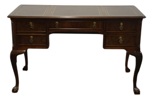 Sligh Furniture Solid Mahogany Traditional Chippendale Style 44" Writing Desk W. Tooled Leather Top 6030-1