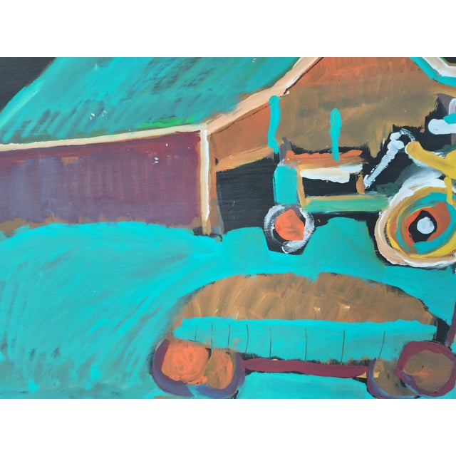 Jimmy Lee Sudduth Folk Art Landscape Painting of Tractor and Barn For Sale - Image 9 of 18