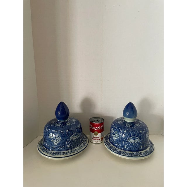 Vintage blue and white ceramic, chinoiserie hand painted table, post or lamp finial. This set will compliment whatever you...