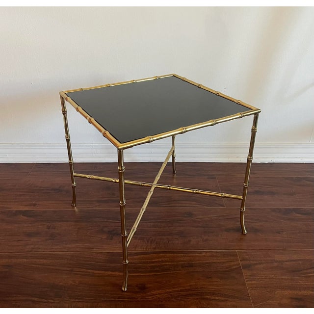 1960s Hollywood Regency Gilt Metal Faux Bamboo Side Table For Sale - Image 5 of 5