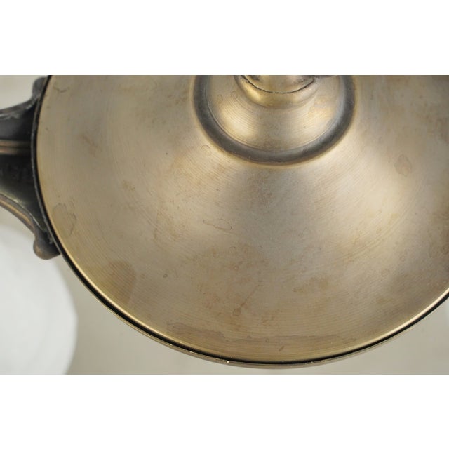 Mid 20th Century Restored Victorian Two Light Brass Pan Pendant Light For Sale - Image 11 of 16