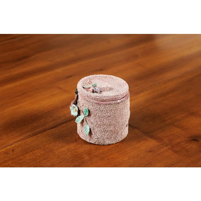 English 20th Century Pottery Box with Floral Motifs, Textured Ground and Lid For Sale - Image 11 of 13