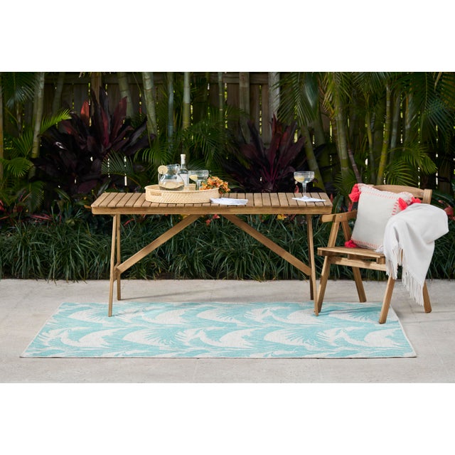 Textile Momeni Contemporary Indoor/Outdoor Riviera Palm Rug in Aqua, 8' x 10' For Sale - Image 7 of 9