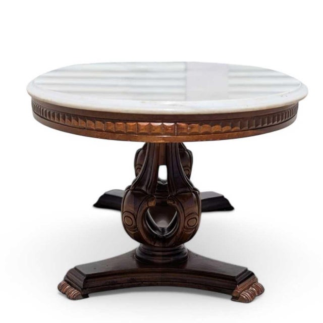 Mid 20th Century Mid 20th Century Italian Coffee Table With Oval Marble Top & Sculptural Pedestal Base For Sale - Image 5 of 14
