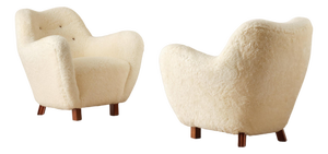 Swedish Sheepskin Easy Chairs, 1950s, Set of 2