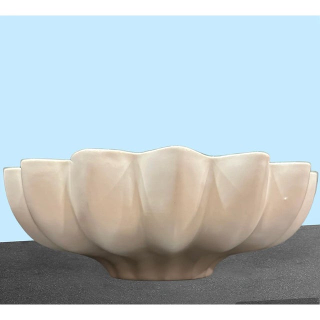 Mid-Century Modern Red Wing Pottery White Fluted Bowl For Sale - Image 3 of 7