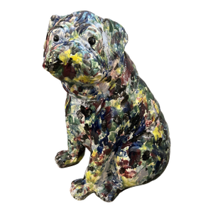 Life Size Italian Hand Made and Painted Ceramic Bulldog Sculpture