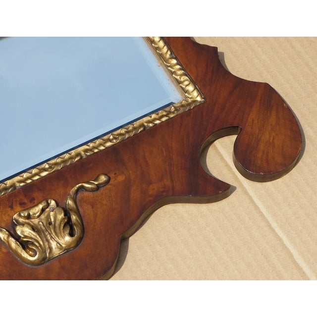 Antique Walnut Georgian Style Hand Carved and Parcel Gilded Wall Mirror For Sale - Image 4 of 9