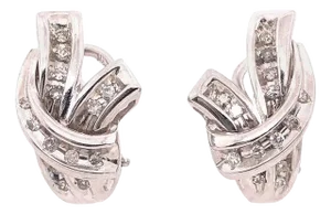 14 Karat White Gold French Back Fashion Diamond Earrings 0.50 TDW